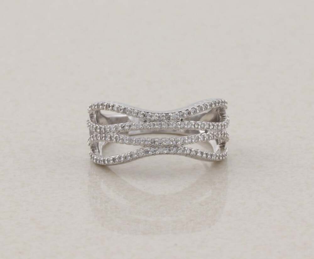 Sterling Silver Natural Cubic Zirconia Band Ring Size 9 1/4 Avon